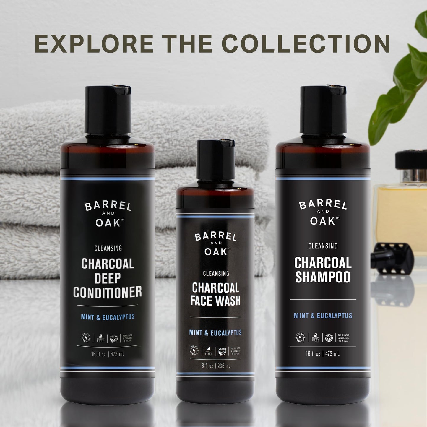Barrel and Oak - Shampoo & Conditioner Set, Hair Care for Men, Clarifying Shampoo, For Dry Hair, Natural Fragrance, Vegan