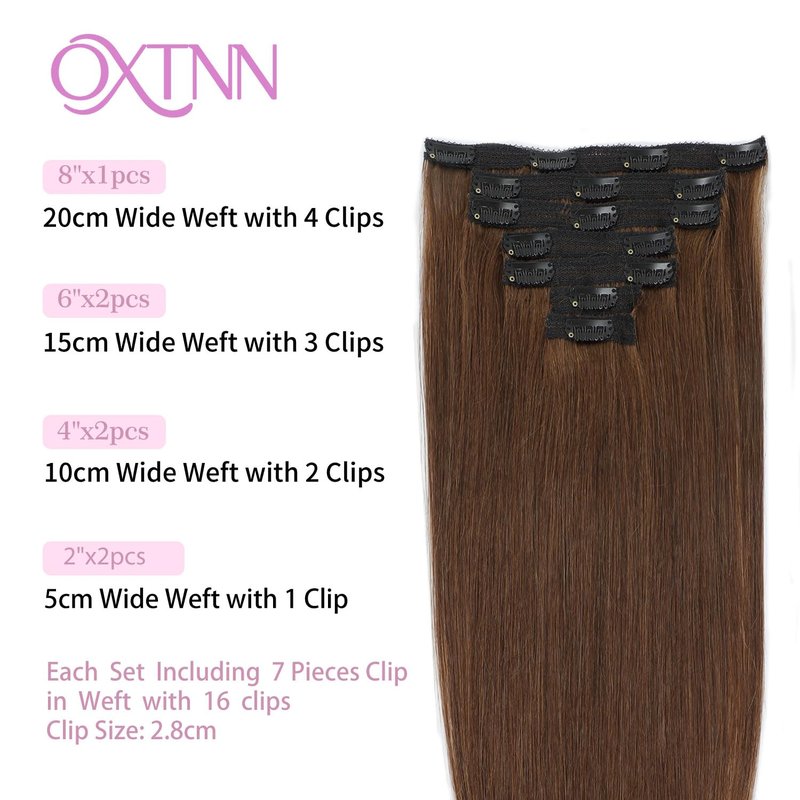 Clip in Hair Extensions Real Human Hair Chocolate Brown 14 inch 7pcs 70g/Pack, Human Hair Clip in Extensions, Salon-Grade Quality, Easy Comfort Wear for Women (#4, 14 inch)