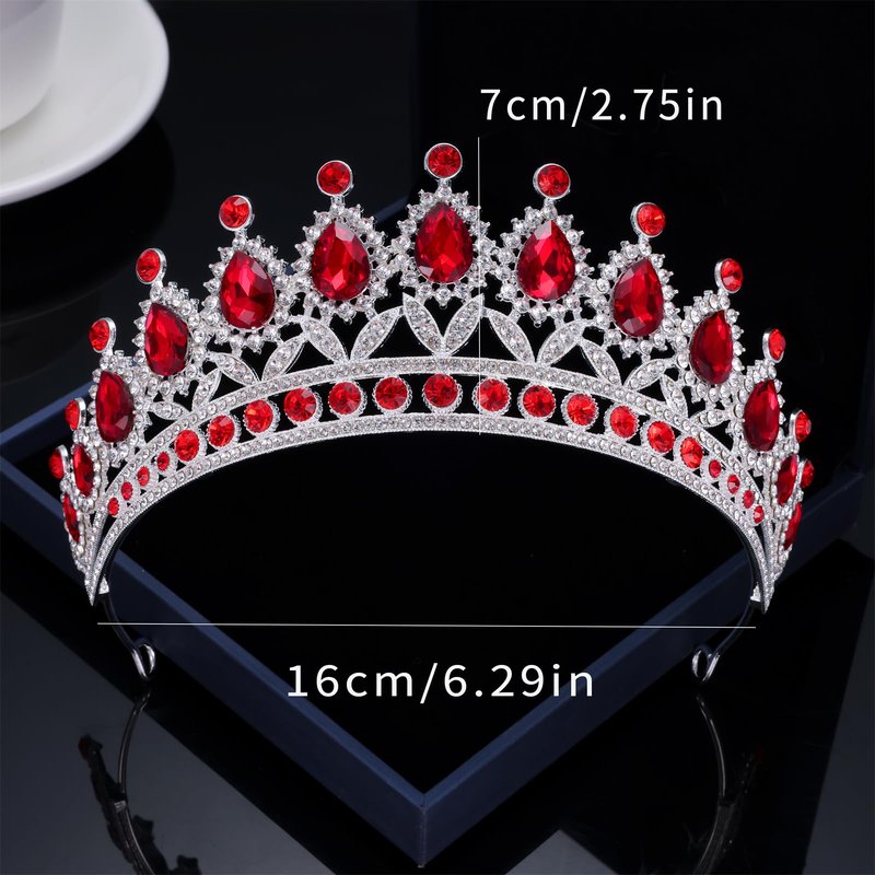 Kamirola Tiaras Princess Crowns for Women Crystal Headbands for Bridal, Princess for Wedding and Party(TR21) (Silver & Red)
