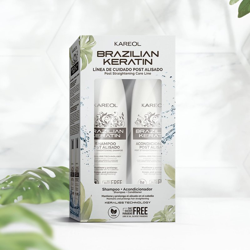 Kareol Brazilian Keratin Post Straightening Kit, Sulfate-Free Shampoo and Conditioner, Frizz Control, Vegan Formula