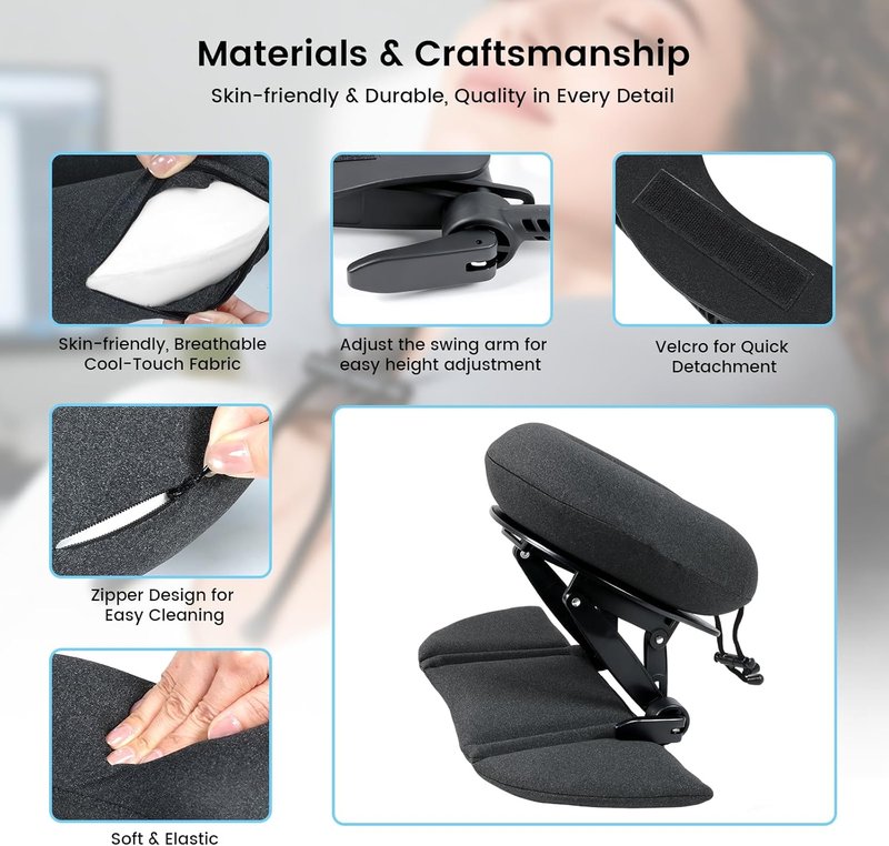Intelligent Support Memory Foam Pillow - Adjustable Ergonomic Neck Pillow for Office, Travel & Naps | Portable Black Design