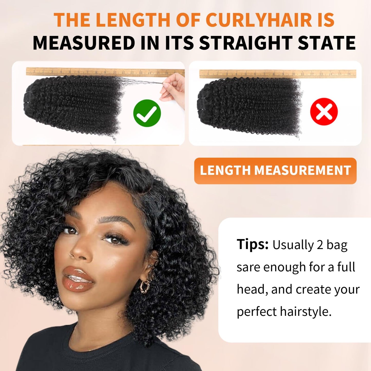 MAHKOTAKU Kinky Curly Clip ins Human Hair 3C 4A Curly Clip in Hair Extensions for Black Women 120g/set 8Pcs with 20Clips 10A Brazilian Human Hair Natural Black (14 Inch 1B)