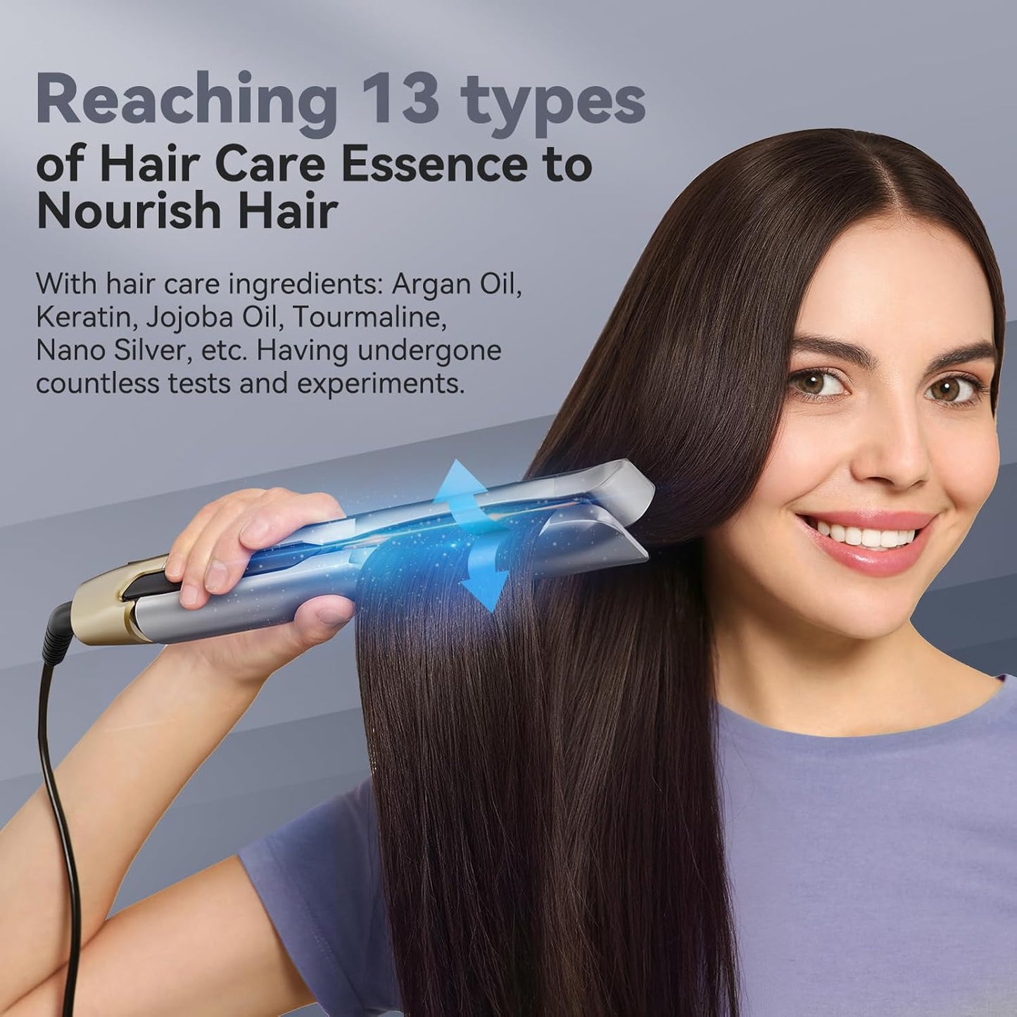 Professional Hair Straightener - Dual Voltage Flat Iron with 11 Temperature Settings | Smart 3D Ceramic Plates, Fast Heating
