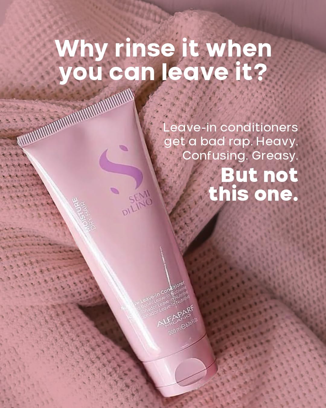 ALFAPARF MILANO Semi Di Lino Moisture Nutritive Leave-in Sulfate Free Conditioner for Dry Hair - Professional Salon Quality - SLS, Paraben and Paraffin Free - Safe on Color Treated Hair