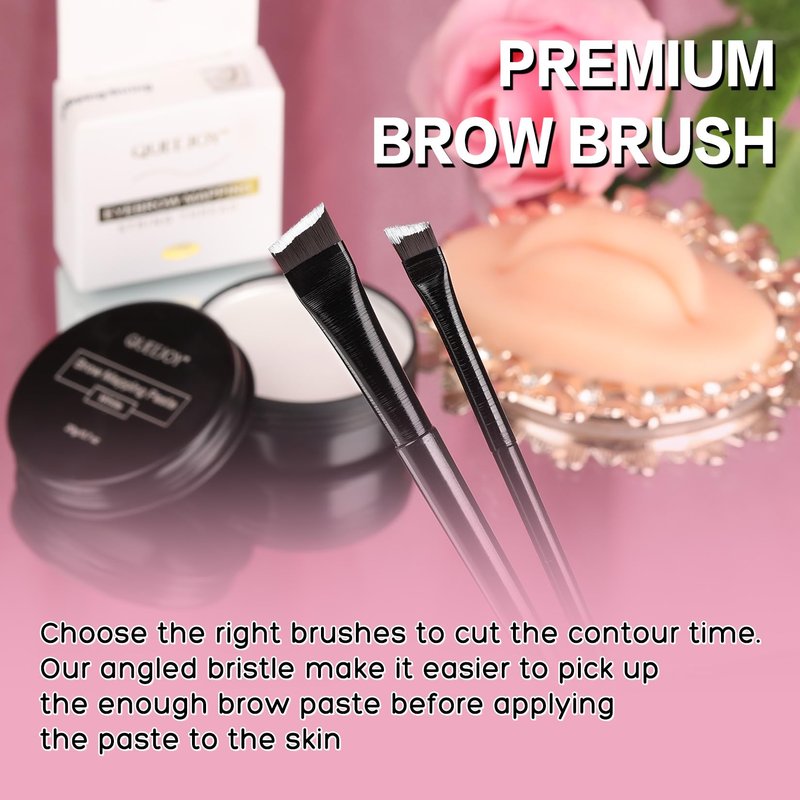 Eyebrow Mapping Kit with White Brow Mapping String, White Mapping Brow Paste, 2 Eyebrow Brush and 5D Soft Silicon Practice Silicone Lips Skin, Create Flawless Eyebrow Shape and Lip Mapping Practice