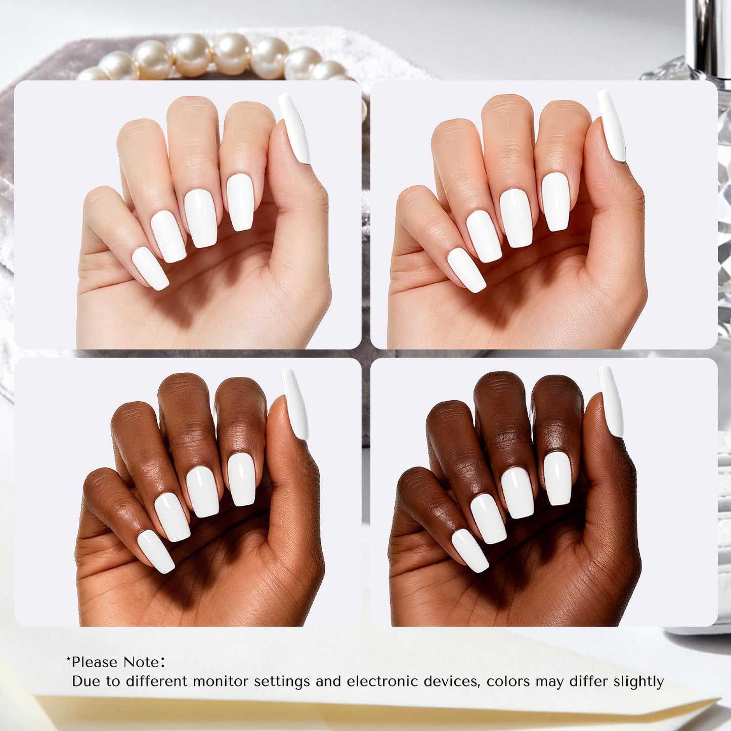 AZUREBEAUTY Pro 60g Dip Powder White Color Large Capacity, Basic Dipping Powder Crystal French Nail Art Starter Manicure Salon DIY at Home, Large Capacity Upgrade, Long-Lasting, No Nail Lamp Needed