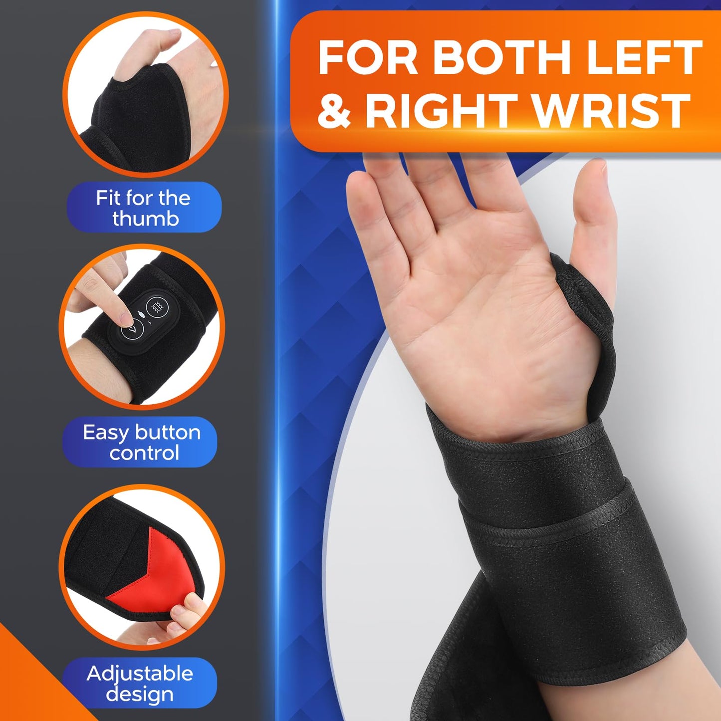 Cordless Wrist Heating Pad for Pain Relief, FSA Eligible Items, Rechargeable Wrist Massager for Carpal Tunnel, Red Light Heated Wrist Brace Wrap, HSA Approved Products Only