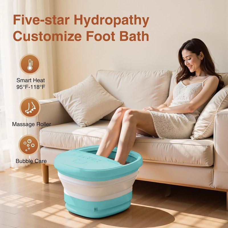 torktak Pedicure Foot Spa with Bubble and Heat,Collapsible Foot Soaking Tub with Remote Control,Pedicure Tools for Feet,Foot Bath Soak Tub Gift for Women/Men,Mom/Dad