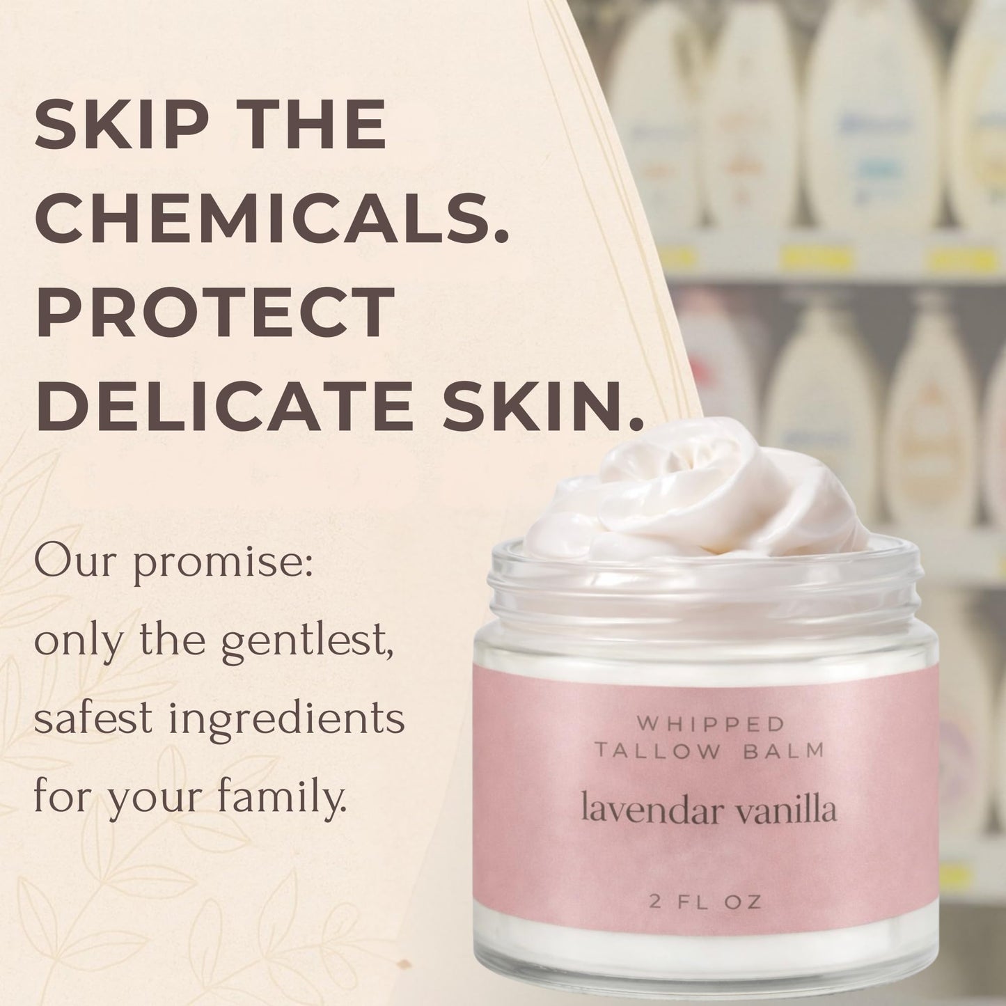 Snuggle Suds Whipped Tallow Balm – 100% Grass Fed Beef Tallow for Baby, Eczema & Sensitive Skin; Gentle Family Moisturizer for Dryness (Lavender Vanilla)