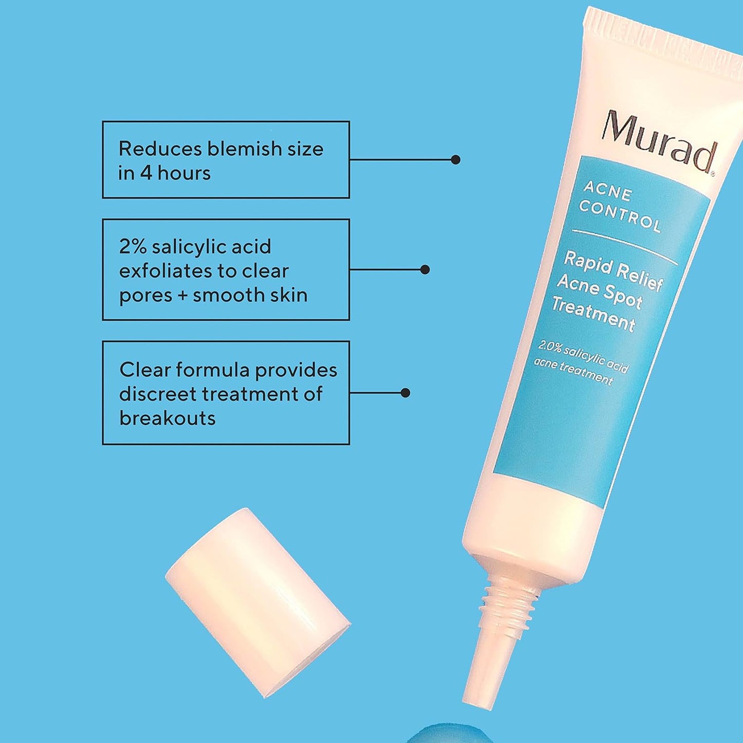 Murad Rapid Relief Acne Spot Treatment - Fast-Acting 2% Salicylic Acid Gel | Soothes Blemishes & Skin
