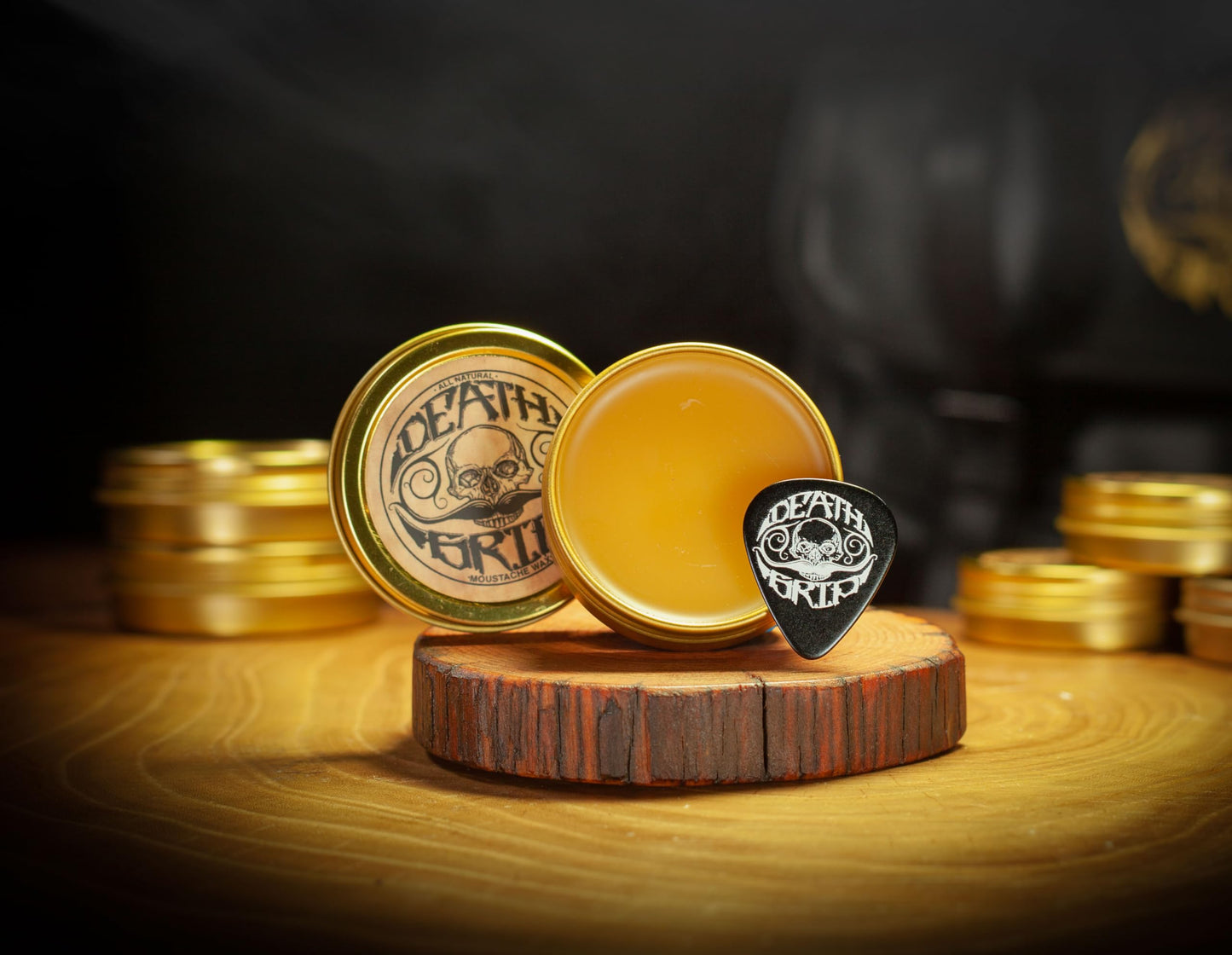 THE VINTAGE GROOMING CO. Death Grip Extra Strong Mustache Wax, Night Fury Mustache Wax Remover Oil, and Comb Set