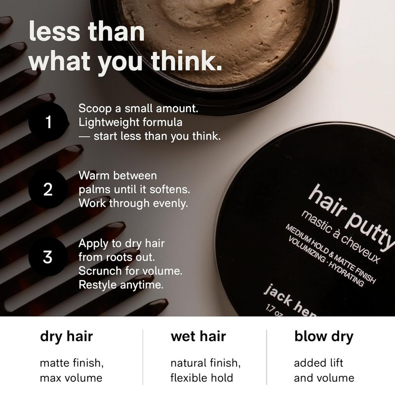 Hair Putty for Men - Natural Matte Finish Styling Paste with Mango Butter & Broccoli Seed Oil | Medium Hold, Lightweight, 1.7 oz