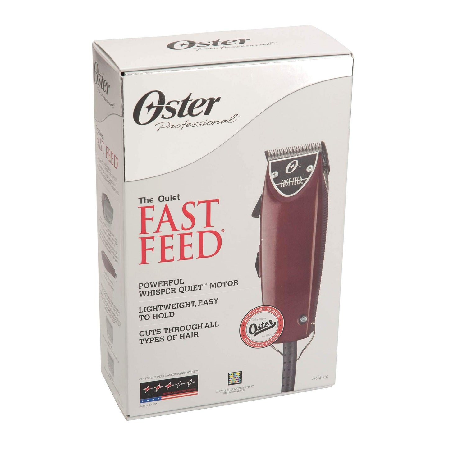 Oster Professional Fast Feed Adjustable Pivot Motor Clippers - Professional Hair Clippers for Men & Barbers - Whisper Quiet & Built for Seamless Length Changes - Includes 3 Comb Guides, Guard & More