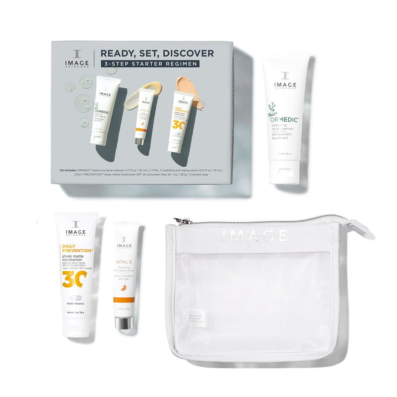 IMAGE Skincare, Ready Set Discover, 3-Piece Travel Ready Skin Care Kit, with Face Wash, Serum, and Moisturizer