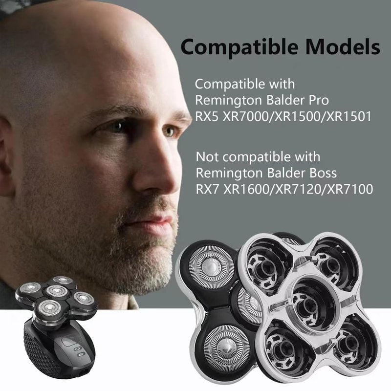 Balder Pro Replacement Head Compatible with remington Balder Pro XR7000 Shaver 5 Blades Replacement Head Compatible with remington Shaver Replacement Heads Precision Electric Shaving for Bald Men-2PCS