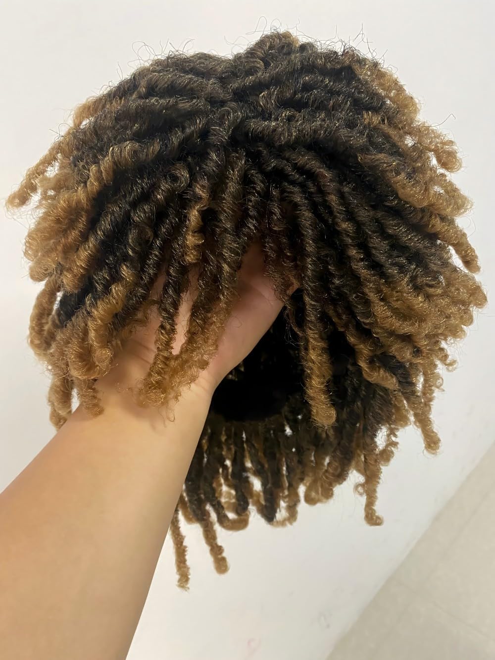 **14 Inch Short Dreadlocks Wig for Men - Ombre Light Brown Afro Bob | Natural Synthetic Hair, Breathable Cap**