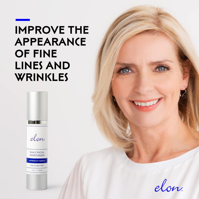 Elon Daily Facial Moisturizer for Women - Hyaluronic Acid Moisturizer w/Coconut Oil & Jojoba Oil – Reduce Signs of Fine Lines & Wrinkles - Suitable for All Skin Types (1.7 Oz)