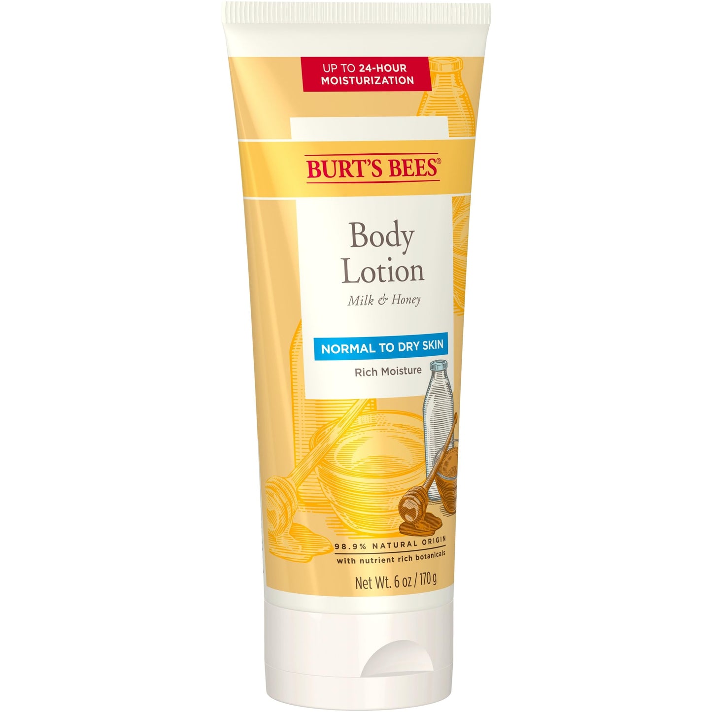 Burt's Bees Body Lotion for Normal to Dry Skin with Milk & Honey, 6 Oz (Package May Vary), (Pack of 6)