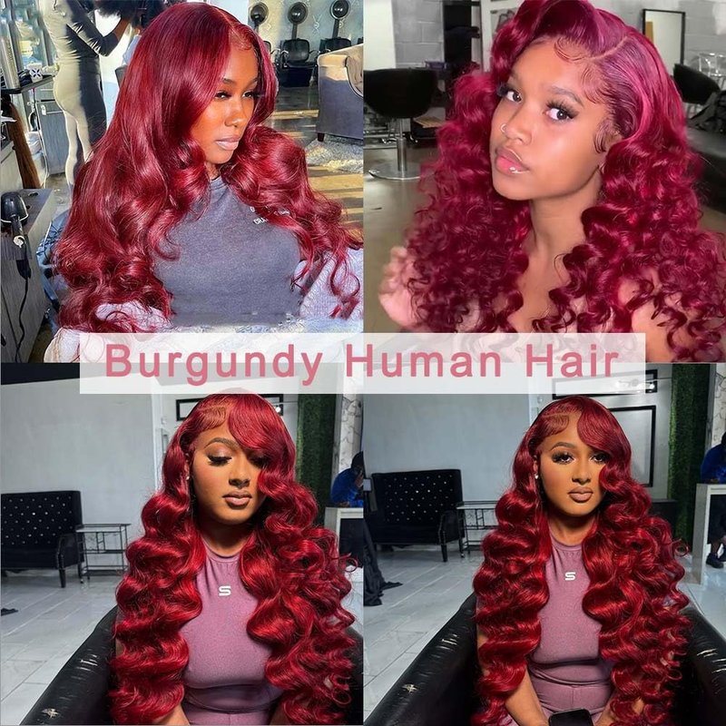 99J Burgundy Body Wave Human Hair Bundles Brazilian Hair Bundle 20 Inch Wine Red Body Wave Bundles Hair Extensions