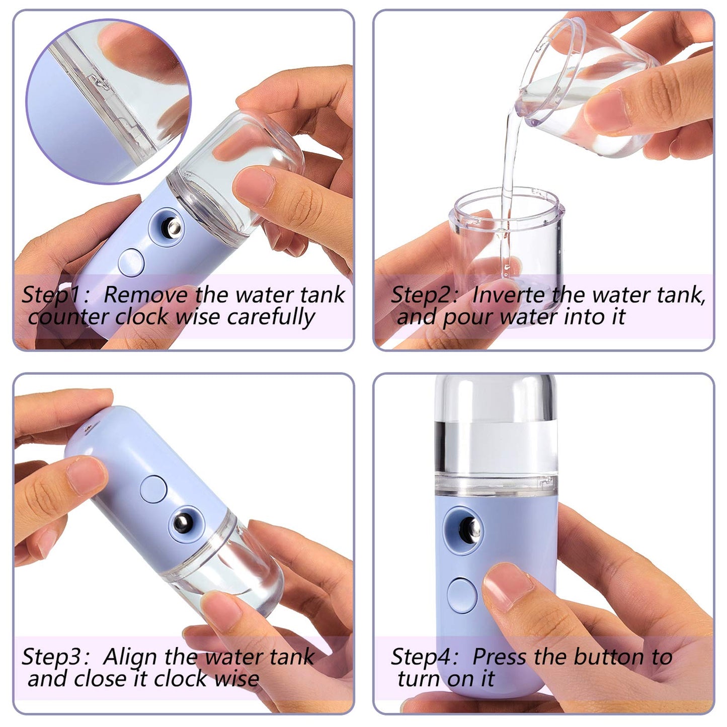 Mudder 8 Pieces Nano Facial Mister Face Sprayer Portable Handheld Humidifier Atomization USB Rechargeable 30 ml Face Steamer for Skin Care Eyelash Extensions Daily Makeup