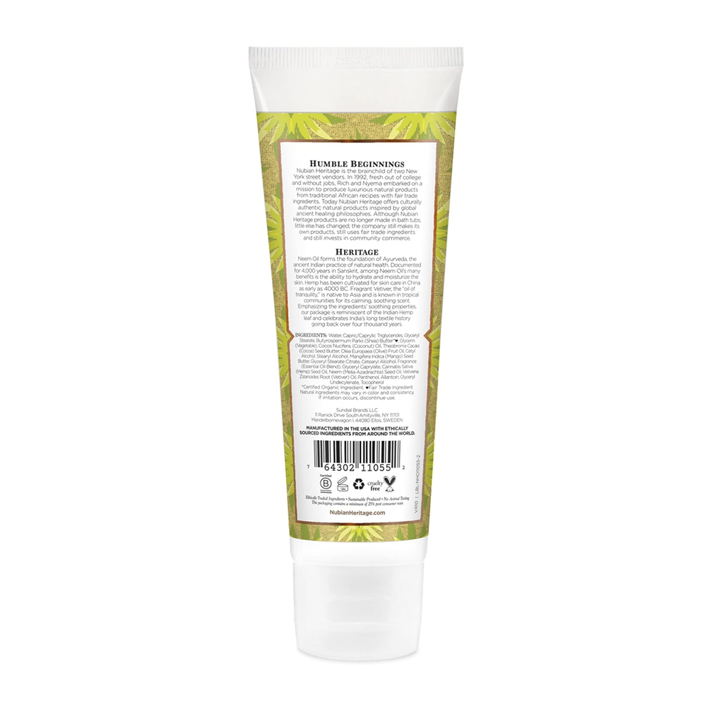 Nubian Heritage Hand CRM,Indian Hemp, 4 OZ
