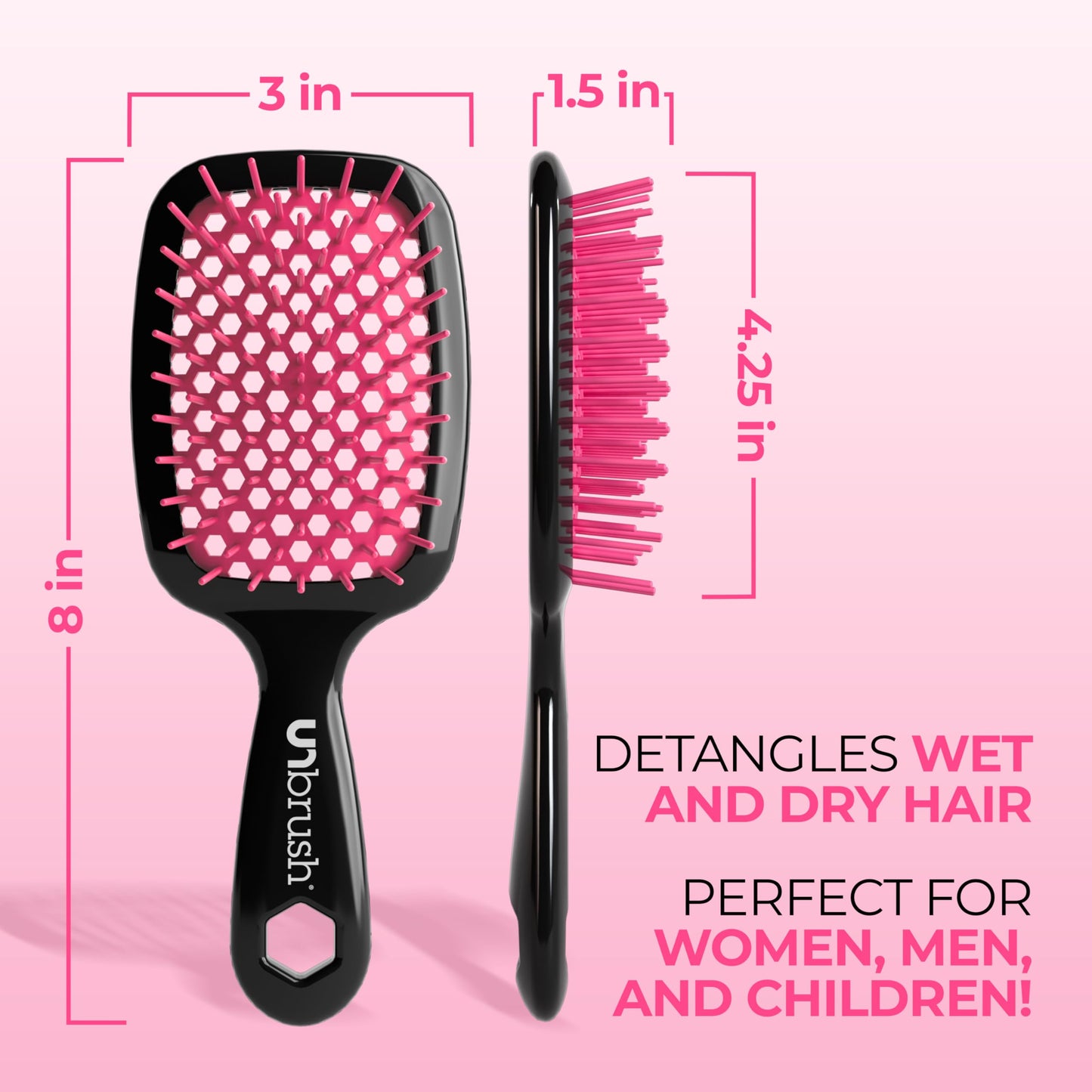 FHI Heat UNbrush Detangling Brush and UNwinder Detangling Spray Combo Pack - Tangle-Free Hair, Pain-Free Brushing, Anti-Static Bristles, Lightweight Hair Brush, Cherry Blossom