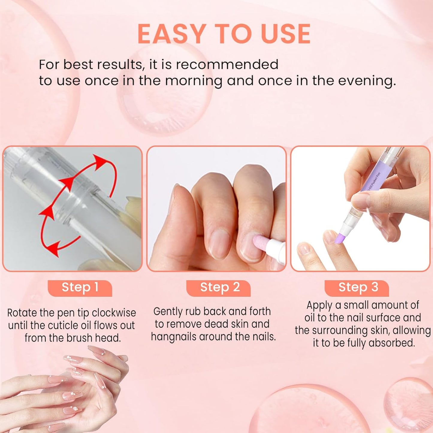Cuticle Pusher Oil Pen - 2-in-1 Moisturizing Cuticle Remover & Repair Tool | 2ml for Healthy Nails