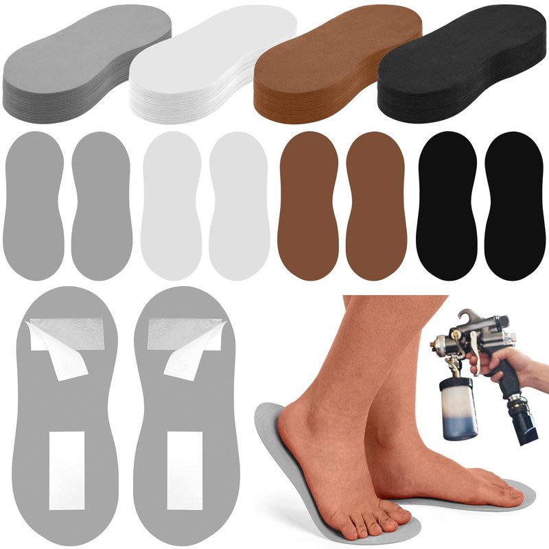 Suhine 40 Pairs Spray Tan Feet Pads Bulk Disposable Foam Sticky Spray Tanning Accessories Feet Sunless Tanning Home or Beauty Salon Supplies (Dark Color)