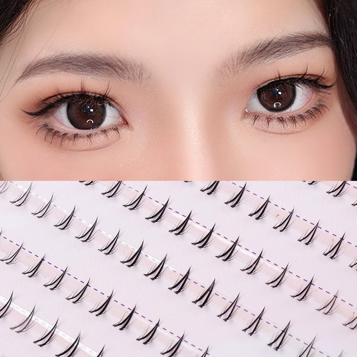 Bottom Lash Clusters Lower Lashes DIY Eyelash Extensions 180PCS 7MM Wispy Natural Look Clear Band False Lashes Individual Bottom Fake Eyelashes (MQ201)