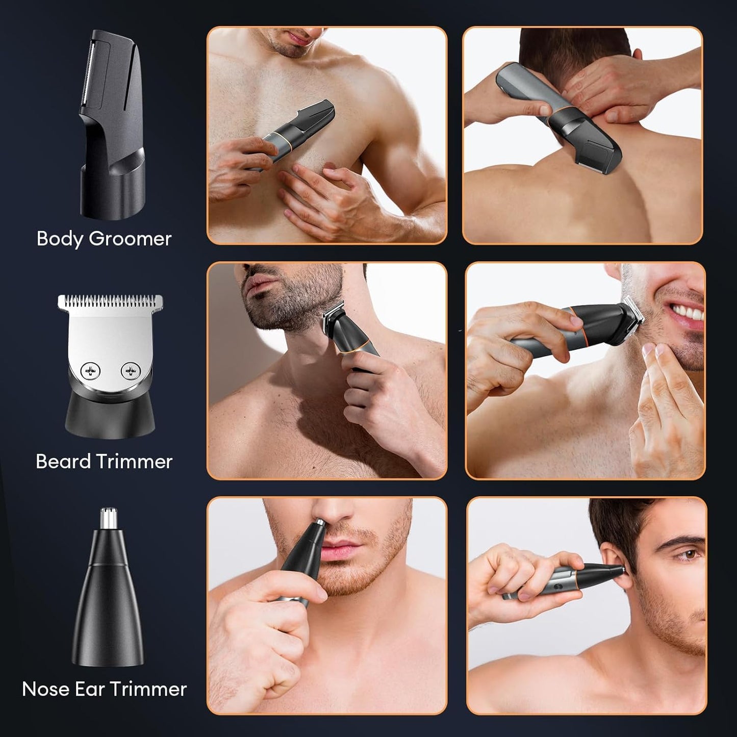 Body Hair Trimmer for Men - kensen 3-in-1 Beard Trimmer for Men, Manscape Men's Groin & Pubic Hair Trimmer IPX6 Waterproof Wet/Dry Hair Clippers for Mens Rechargeable Electric Razor for Mens (Gray)
