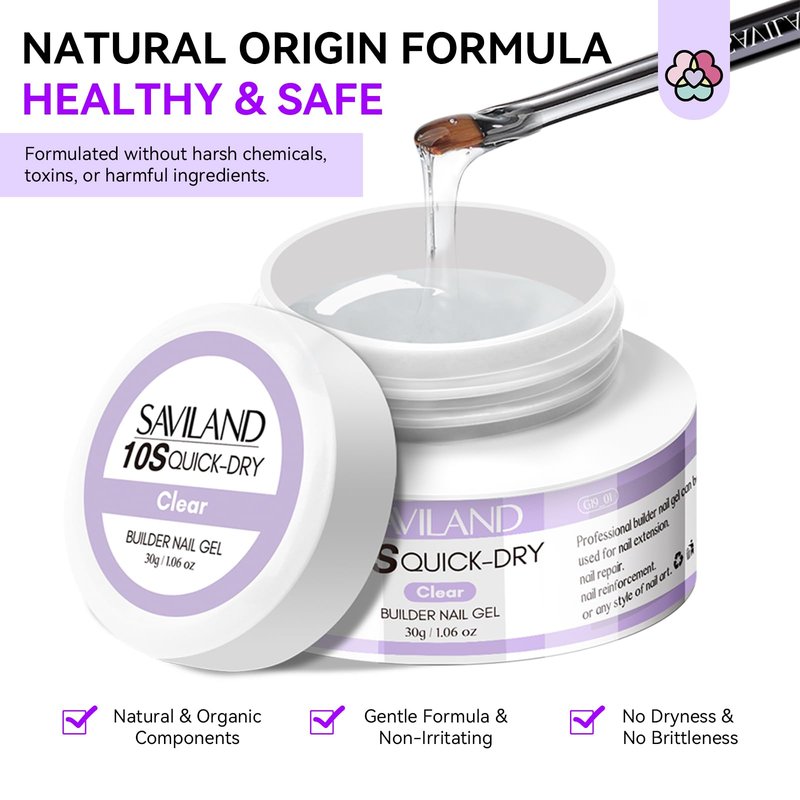 SAVILAND Quick-dry Builder Nail Gel Kit - Clear Pink Builder Hard Gel with Mini UV Light, Top Gels, Dehydrator, Non-acid PH Bond Primer and Nail Extension Application Tools for beginners
