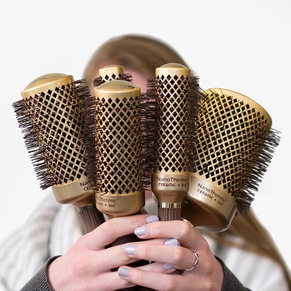 Olivia Garden NanoThermic Round Thermal Hair Brush - Professional Blowout Tool for Normal to Thick Hair | 1/2 Inch