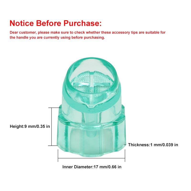Elitzia 8pcs Professional Vortex Skincare Tip Set Multi-Shape Exfoliating Skin Cleaning Heads for Dermabrasion Machines (Cyan)