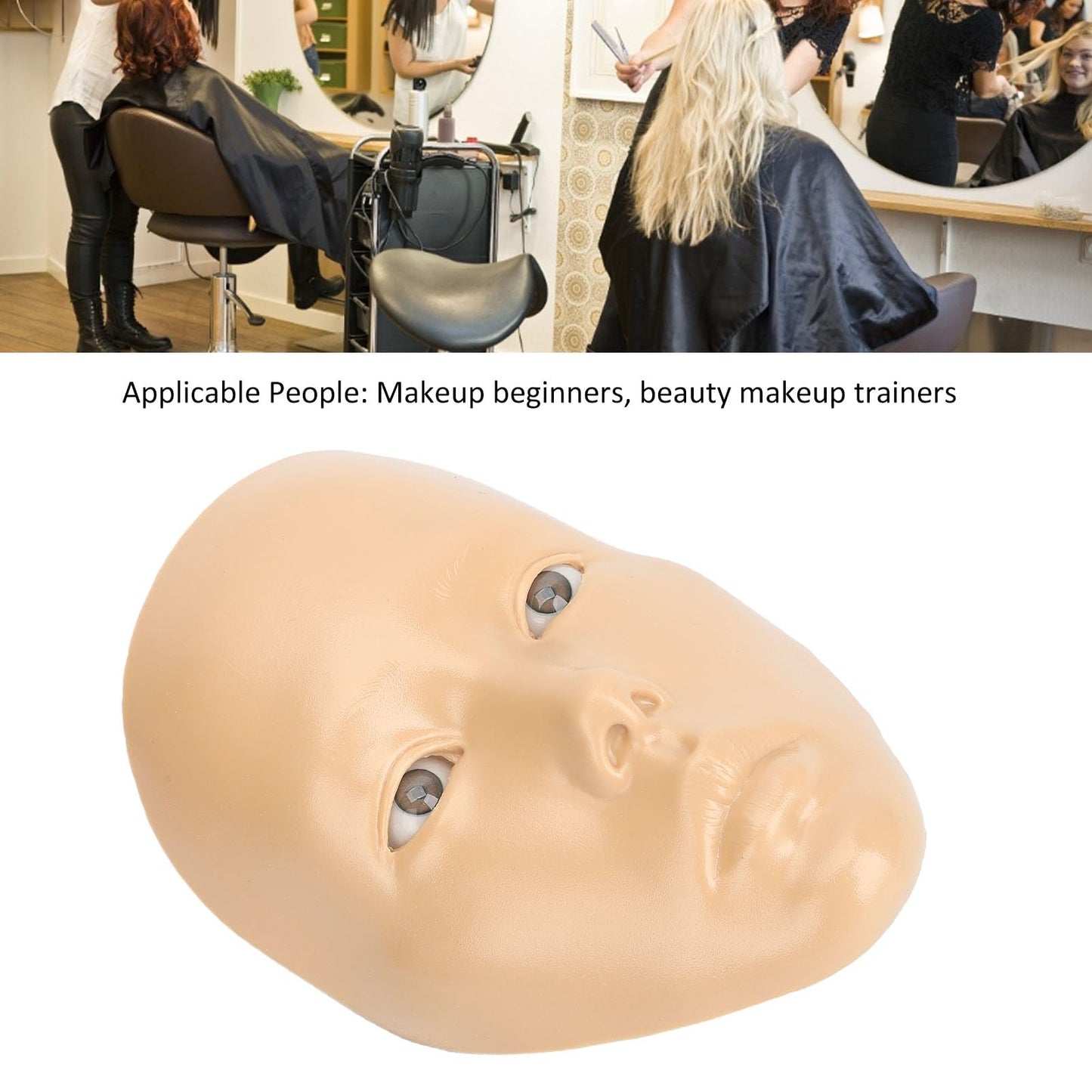 JTLB Makeup Practice Face with Plastic Stand 5D Silicone Full Face Makeup Practice BoardReusable Mannequin Tool for Beginner (White Skin)