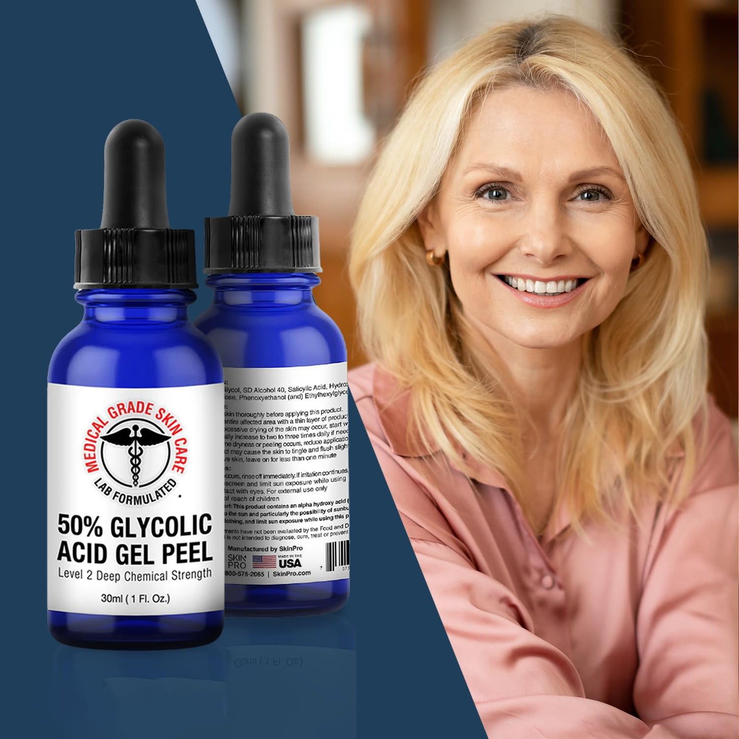 50% Glycolic Acid Peel - Professional Chemical Peel for Face & Body | Exfoliating Gel for Dark Spots, Blemishes, Fine Lines, Wrinkles, Uneven Skin Tone - 1 Fl Oz