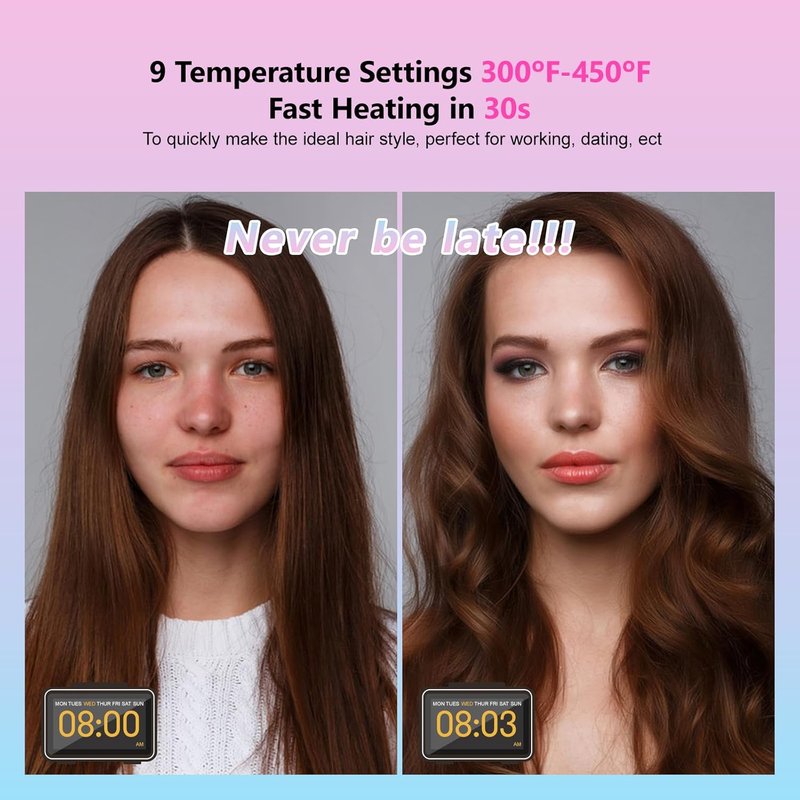 DORISILK 2-in-1 Ceramic Hair Straightener & Curler - 450°F Fast Heat, 1-Inch Dual Voltage for Women & Girls