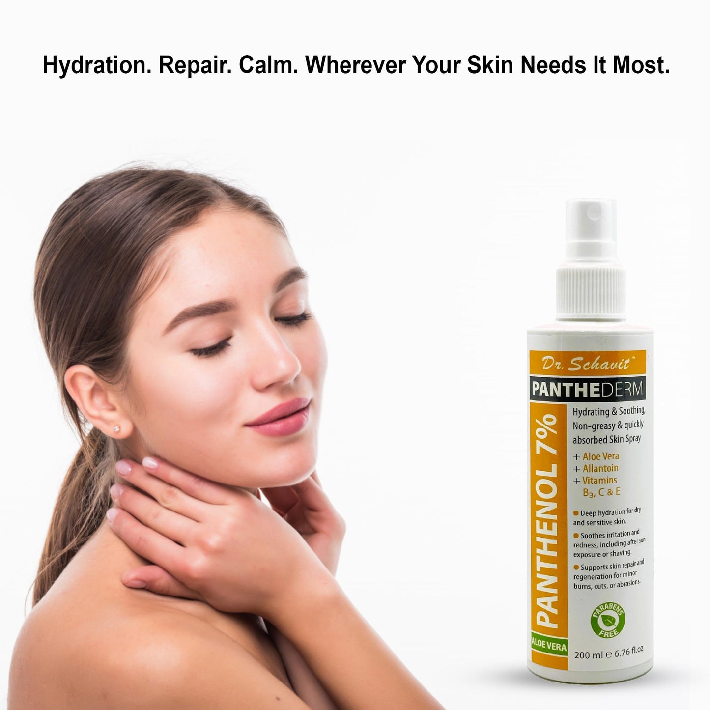 DR. SCHAVIT PantheDerm Aloe Vera & Panthenol 7% Skin Spray – Hydrating & Soothing Face & Body Mist for Dry, Sensitive, or Irritated Skin – After Sun, Shaving, Burns, Post-Laser, Tattoo 6.76 fl oz