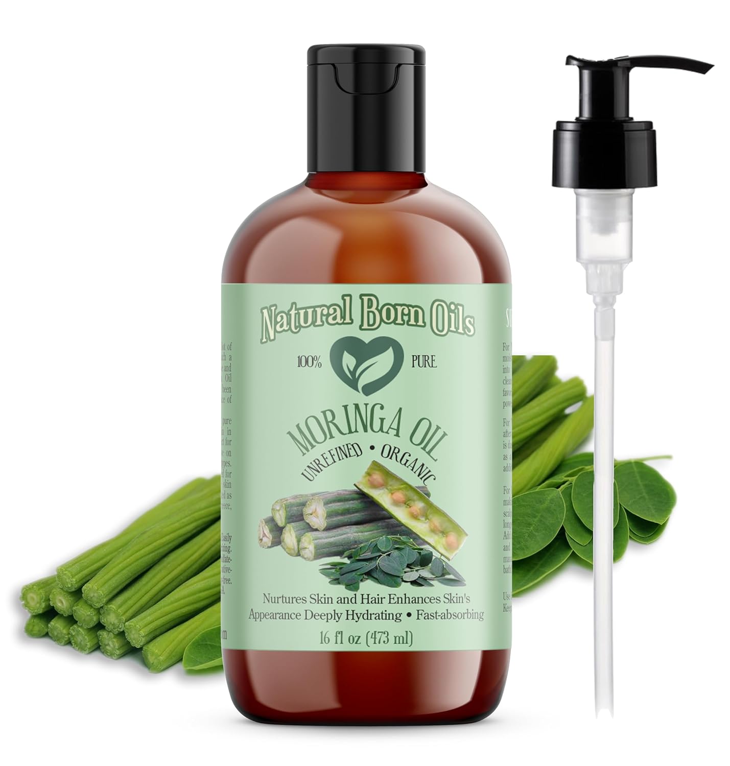 Moringa Oil - Organic Cold-Pressed Oil for Skin & Hair | 16 oz Nutrient-Rich Formula