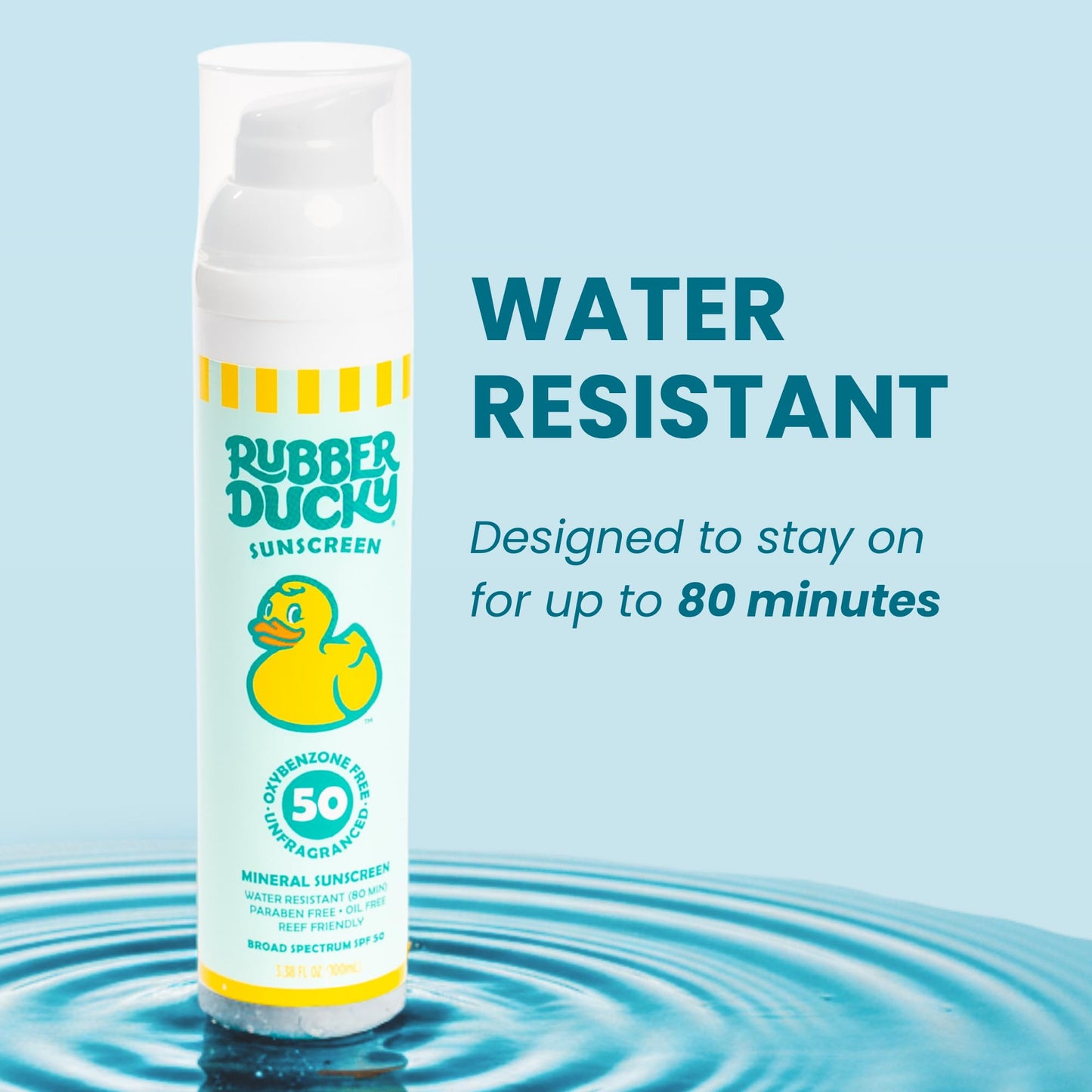 Rubber Ducky Mineral Sunscreen for Kids SPF 50 - Broad Spectrum, Reef Safe, Water Resistant Sunblock - Non-Greasy Kids Sunscreen Spray, Hypoallergenic, with Zinc Oxide, for Face and Body - 3.4 Oz