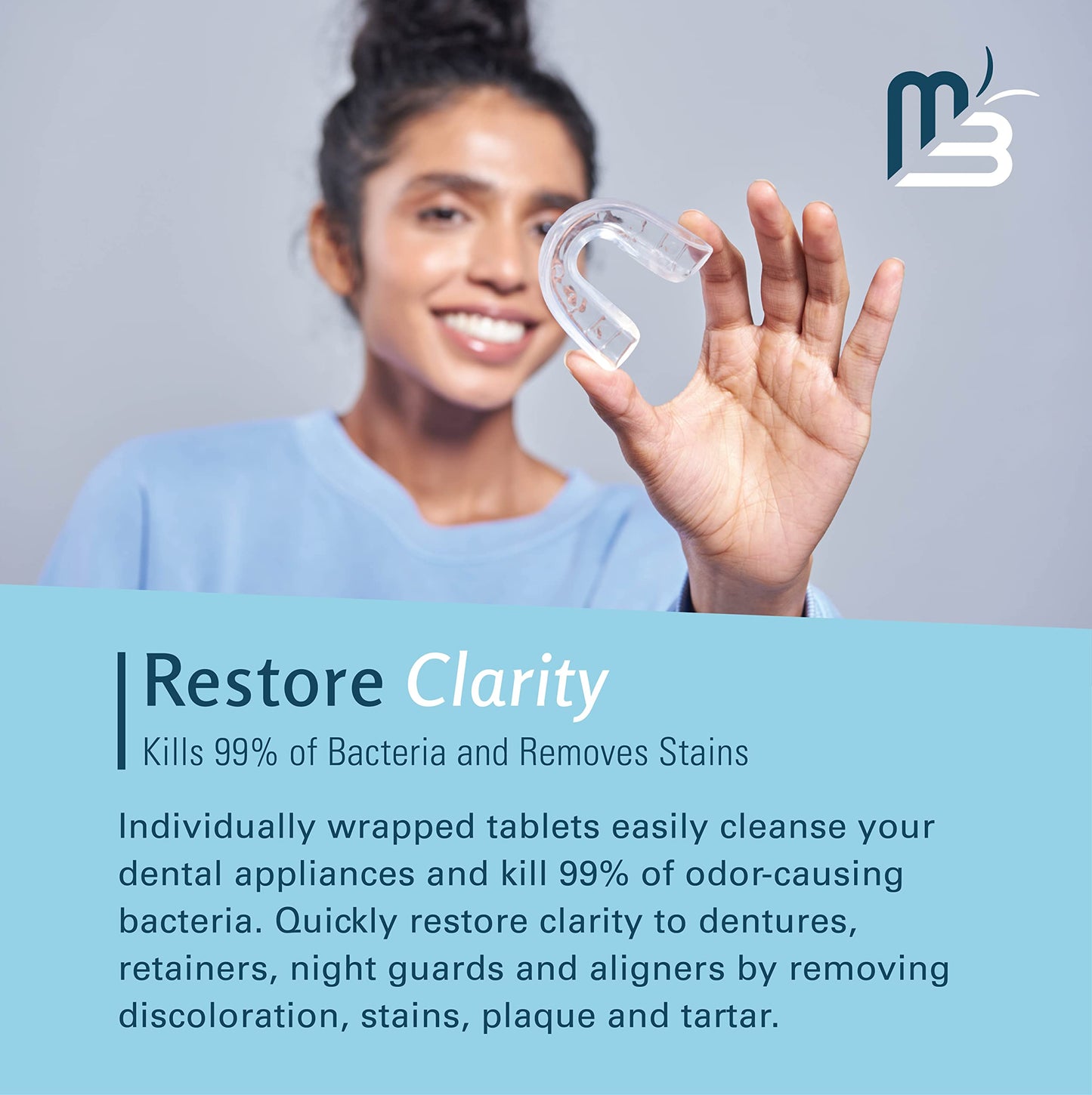 Retainer Cleaner Tablets 120 and Mouth Guard Bundle by M3