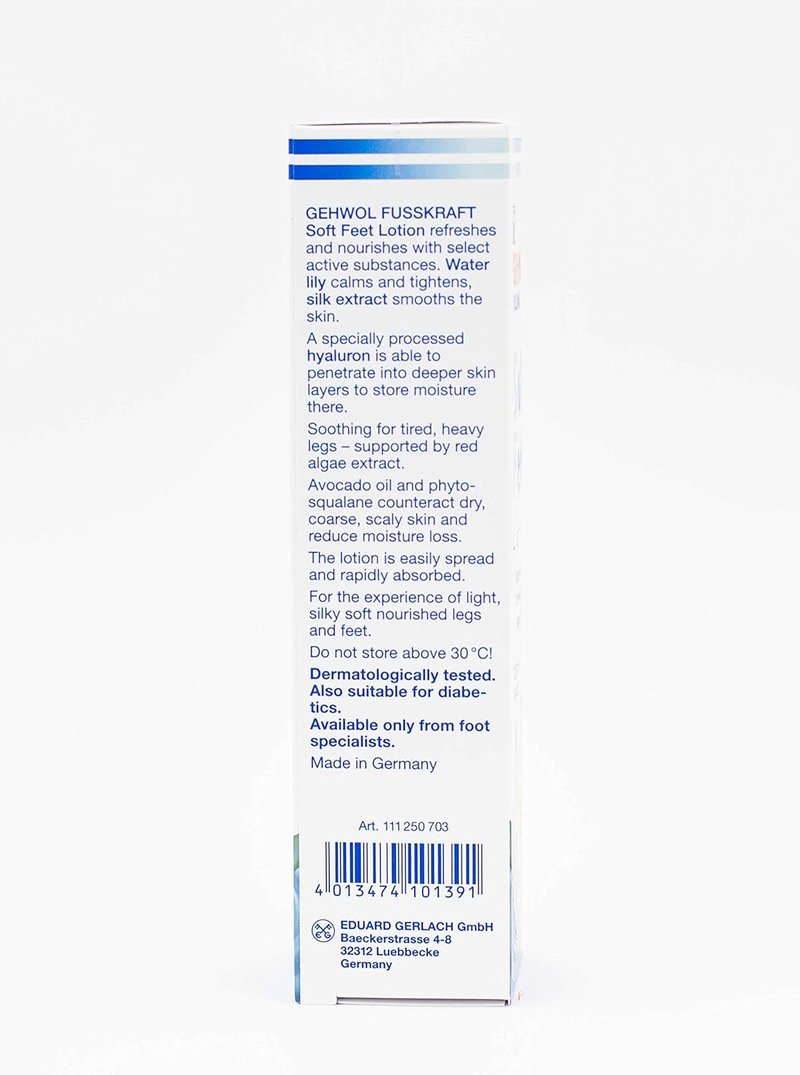 Gehwol Soft Feet Lotion - Water Lily Scent, 4.4 Ounce | Moisturizing Foot Care