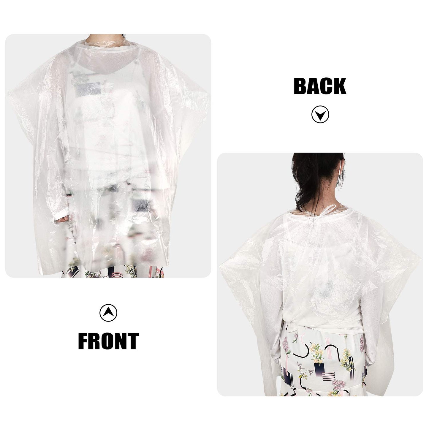 SATINIOR 200 Pcs Disposable Hair Salon Capes Bulk 35.43 x 47.24 Inch Transparent Waterproof Barber Hair Color Dye Cape Hairdresser Shampoo Apron Household Salon Cloak