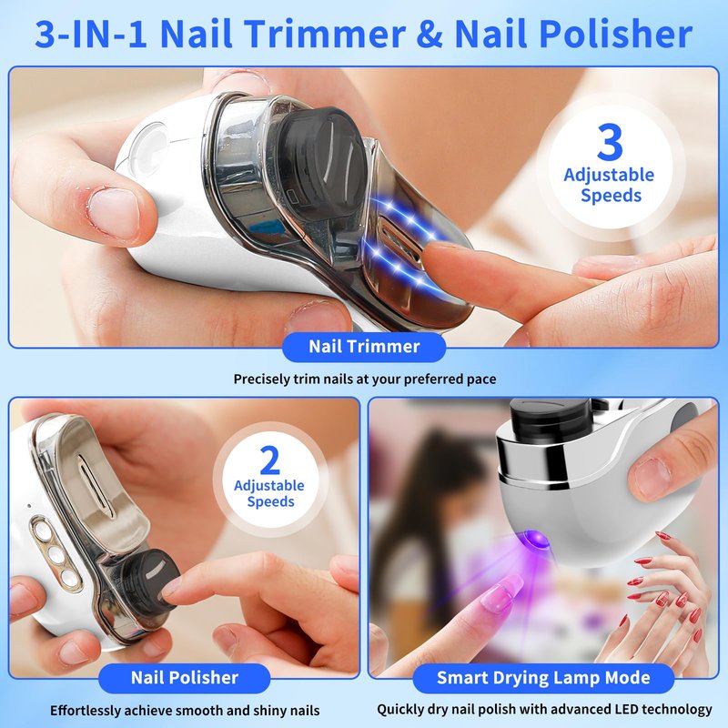 Automatic Electric Nail Clipper, 2025 New Electric Nail Clippers for Seniors with LED Light & 2 Speeds