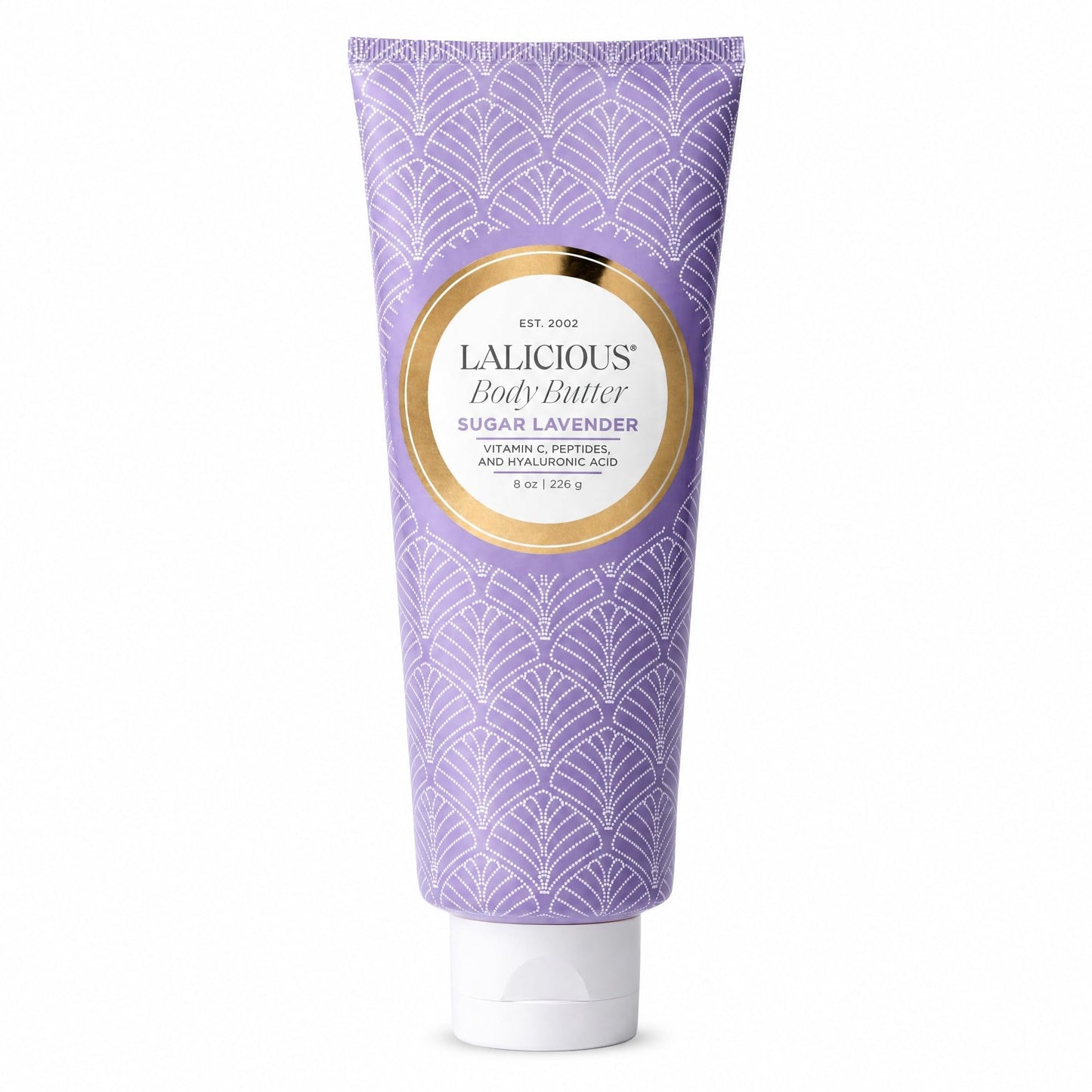 LALICIOUS Sugar Lavender Whipped Body Butter 8oz | Ultra-Hydrating Shea Butter Body Cream with Hyaluronic Acid, Vitamin C & Peptides | Deep Moisturizing Lotion for Dry Skin | Calming Lavender Scent