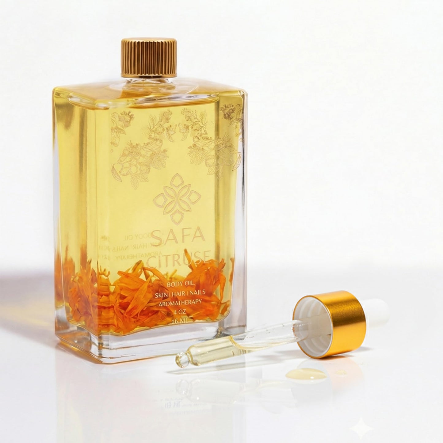 SAFA Oud Sandalé Oil – Organic Oud & Sandalwood Essential Oil for Hair, Body, Face & Nails – Arabian Perfume Oil for Women & Men - Strong & Long Lasting Fragrance 4 Fl Oz