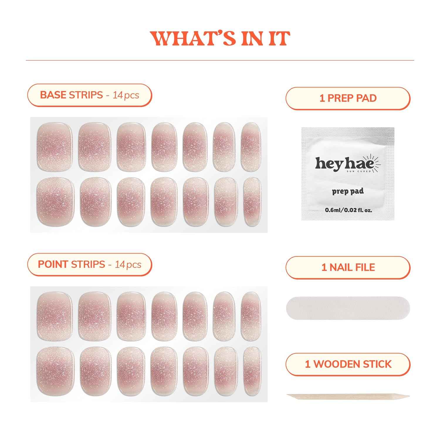 Semi-Cured Gel Nail Strips Bundle - 2 Pack with Got To Go Remover for Easy Application