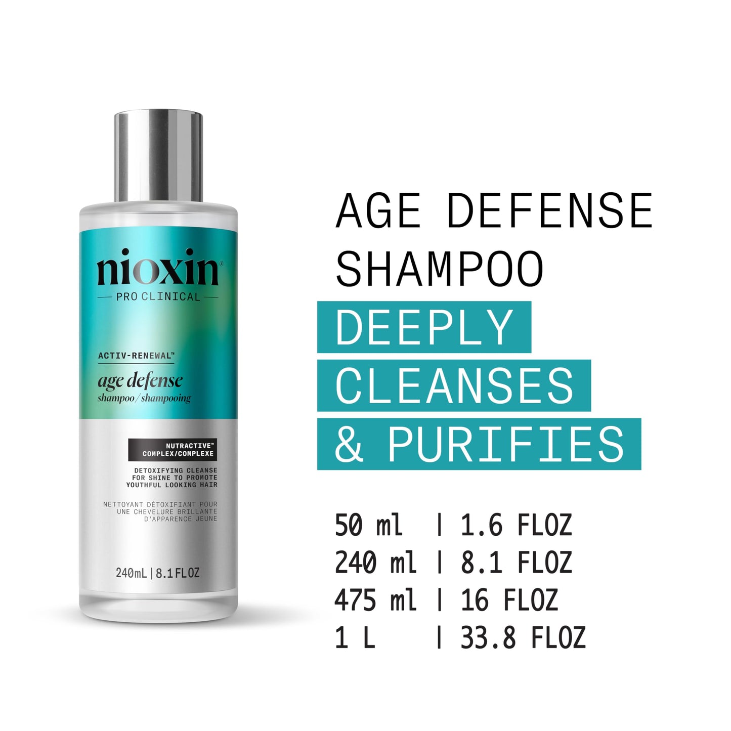 NIOXIN Age Defense Shampoo for Aging Hair | Detox Scalp Cleanser