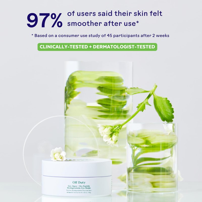 Three Ships - OffDuty Sea Algae + Bio-Peptide Smoothing Biodegradable Eye Masks | Firm, Smooth, Refresh Under Eye Skin | Cruelty-Free, Vegan, Paraben-Free, Sensitive Skin Safe (30 Sets | 2.96 oz)