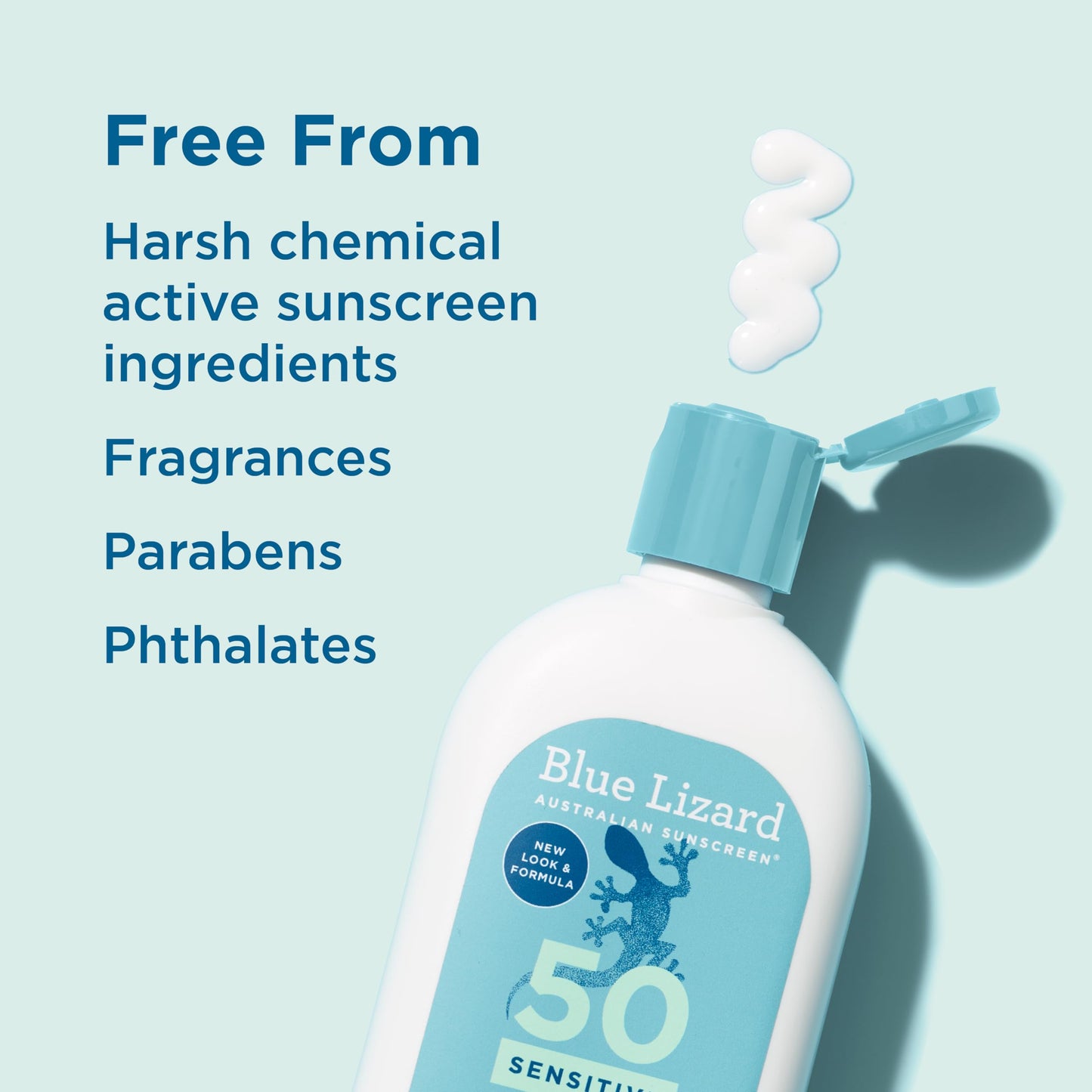 Blue Lizard SENSITIVE Mineral Sunscreen with Zinc Oxide, SPF 50+, Water Resistant, UVA/UVB Protection with Smart Bottle Technology - Fragrance Free, 8.75 oz.