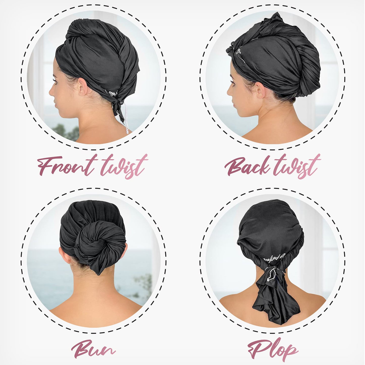 THE PERFECT HAIRCARE Microfiber Hair Plopping Towel Set – Super Absorbent Anti-Frizz Hair Drying Wrap + 2 Curl Scrunching Towels – Fast Drying, Lightweight Wrap for Women, Girls & All Hair Types